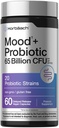 Horbäach Mood Probiotics for Women and Men | 65 Billion CFU | 60 Capsules | 20 Probiotic Strains with Prebiotic | Non-GMO & Gluten Free Supplement