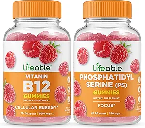 Lebensfähiges Vitamin B12 + Phosphatidylserine (PS), Gummies Bundle - Große Verkostung, Vitaminergänzung, Glutenfrei, GMO frei, Kaubar