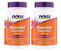 NOW Foods Inositol 500 mg - 200 Vegetarian Capsules (200 Count (Pack of 2)) | Superior Myo Inositol Form, for Healthy Membrane Function*, Cellular Health*, Support for Women