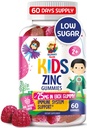 Zink-Gummien für Kinder - Kaubare Zink-Gummi-Ergänzung für Kinder Immununterstützung - Low Sugar Natural Antioxidant Non-GMO Vitamin Chewables für Kleinkinder & Teens - 60 Gummi