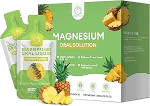 Magnesium Citrat Flüssigkeit (10 oz), Hohe Absorption Magnesium Citrat Mundlösung Ergänzung mit Bromlain, Vitamin C D3 B6 Zink für Nacht, Muskel- und Energieunterstützung