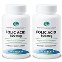 Earth's Splendor Folic Acid 800 mcg Supplement, Unterstützt Herzgesundheit, unterstützt Frauen reproduktive Gesundheit, glatt beschichtete Tabletten (800 mcg, 200 Tabletten, Packung von 2)