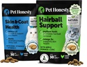 Cat Skin & Coat Health & Hairball Support Bundle: Omegas & Biotin Chews für Shiny Coat & Furball Remedy (Chicken 30-Day Supply)