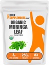 BulkSupplements.com Organic Moringa Leaf Powder - from Moringa Oleifera Leaf, Superfood Supplement - Gluten Free, 3g per Serving, 250g (8.8 oz) (Pack of 1)