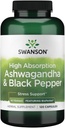 Swanson High Absorption Ashwagandha & Black Pepper - Featuring Bioperine 120 Caps | Featuring Bioperine for High Absorption, Supports a Healthy Response to Daily Stress and Promotes Calm, Non-GMO