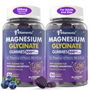 Magnesium Glycinate Gummies 500mg/250mg für Erwachsene Kinder Teens, Zuckerfreie Magnesium-Kalk Schlafhilfe, Kinder Schlafgummis mit L-Theanin Glycine B6 für Schlaf, Kalm, Muskel,Relax Brain,No Melatonin,2Pack