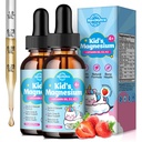 2 Pack Kids Magnesium Glycinate Liquid Drops with Omega-3, Ashwagandha, Vitamin B6, D3, K2, Calcium & Chamomile - Magnesium Drops for Kids Sleep, Calm, Focus, Brain & Mood - Strawberry Flavor