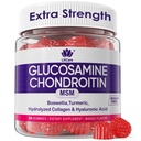 Glucosamin Chondroitin Gummie, Zucker freie Glucosamin Chondroitin MSM Ergänzung, Extrastärke mit Boswellia Turmeric, hydrolysierte Collagen & Hyaluronsäure, Knochengesundheit für Männer & Frauen, 60 Cts