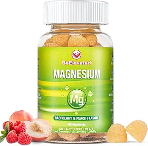 Magnesium Citrate Gummi für Erwachsene - Nahrungsergänzungsmittel für Damen und Kinder Tägliche Wellness - Peanut Free Vitamin Gummy - Himbeere und Pfirsich Flavor Chewable Supplement - 60 Count