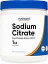 Nutricost Sodium Citrate Powder 1LB (16oz) - Food Grade, Non-GMO - Emulgator, Natural Flavor Enhancer, Food Preservant