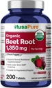 NusaPure Beet Root 1.350 mg 200 Bio Tabletten (Vegetarisch, USDA, Non-GMO & Glutenfrei) Schwarz Pfeffer