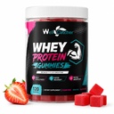 Whey Protein Gummies with BCAA & Creatine, Sugar Free Pectin Protein Gummies for Post Workout & Daily Protein Support, Whey Protein Isolate Gummies for Men Women Strawberry Flavor 30 Days