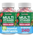 YUM-V'S Kids Multivitamin mit Eisen - Kids Chewable Multivitamin - Vitamine + Eisen Supplement - Kleinkind Vitamine für 2 Jahre alt+, Kosher, Halal, Gluten Free 120 (Pack mit 2