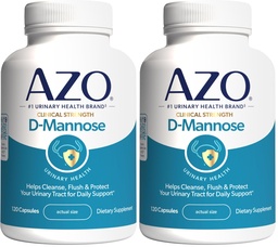 AZO D Mannose Urinary Tract Health, Cleanse, Flush & Protect The Urinary Tract, No.1 Pharmacist Empfohlene Marke, Klinische Stärke, Non-GMO, 120 Count (Pack von 2)