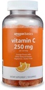 Bases Vitamine C 250 mg Gummies, orange, 150 Compte (2 par portion), santé immunitaire (précédemment Solimo)