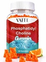 Phosphatidylcholine Gummies 600 mg (Sunflower Lecithin) 5-in-1 Choline Complex with Alpha GPC 150 mg, Phosphatidylserine 100 mg, Inositol 100 mg & Choline Bitartrate 50 mg for Daily Focus 60 Count