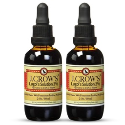 J.CROW'S® Lugol's Lösung von Iodin 2% 2 oz (2 Flasche) – Premium-Iodin & Kalium-Iodidflüssigkeit, Gluten &, Alkoholfreier natürlicher Brine-Extrakt, keine Expiration