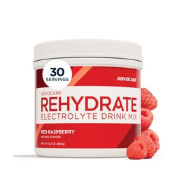 AdvoCare Rehydrate Electrolyte Drink Mix, Red Raspberry, 12.7 oz | Contains Magnesium, Sodium, Potassium & Calcium, Antioxidant and Amino Acid Fortified Powder for Hydration and Recovery