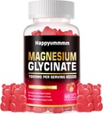 Magnesium-Glycinat-Gummien 1000mg - Zuckerfreie Magnesium-Kalium-Ergänzung mit Vitamin D, B6, CoQ10 für Kalm-Mood & Schlaf-Unterstützung - 60 Erdbeer-Gummien.