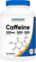 Pilules de caféine Nutricost, 200 mg par portion (500 capsules)