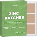 Zinc Patches (Pack of 60) - 100% Natural Patch for Women and Men - with Biotin - Immune & Body Support - Enhanced Formula