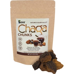 Sayan Siberian Pure Raw Chaga Mushroom Chunks mit Black Top Crust 4 Oz / 113 g – Premium Wild-Harvested Antioxidant Tee für Immununterstützung, Fokus und Verdauungsgesundheit - Non-GMO
