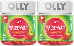 OLLY Metabolism Gummy Ringe, Apfel Apfel Apfelessig, Vitamin B12, Chrom, Energie und Verdauungsgesundheit, Kaubare Ergänzung, Apfel Geschmack, Twin Pack - 60 Count