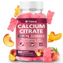 1200mg Calcium Citrate Gummies, High Absorption Bone & Immune Support, Peach 60 Count