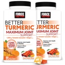 Force Factor Better Turmeric Maximum Joint Support | 1075mg Curcumin with Ginger, Supports Mobility, Flexibility & Comfort, Fruit Punch, 120 Soft Chews, 2-Pack