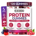 12G Whey Protein Gummies for Women & Men, Sugar Free, Made in USA | 4-In-1 Protein Supplement With Creatine, Collagen & Electrolytes For Active Lifestyles, Daily Nutrition & Only 3 Gummies