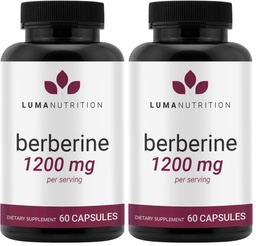 Luma Nutrition Pure Berberine Supplement - Berberina 1200mg - 60 Capsules (Pack of 2)