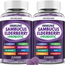 Elderberry Gummies Immununterstützung, Tägliche Unterstützung für Kinder und Erwachsene*, mit Sambucus Elderberry, Zink, Vitamin C, D3, B6, B12, Plus - Nahrungsergänzung - 140 Count