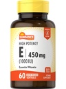 Sundance High Potency Vitamin E | 450mg (1000 IU) | 60 Softgels | Essential Vitamin Supplement | Non-GMO und glutenfreie Formel