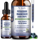 (2 Packs) Kalium-Magnesium-Ergänzung Flüssigkeitstropfen - 200mg Kalium & 600mg Dreifach Komplex Magnesium-Glycinat flüssiges Citratöl Hohe Absorption Potasio Unterstützung Knochen, Muskel, Leg Cramps