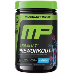 MusclePharm Assault Pre Workout Pulver für Männer & Frauen – Energie & Stärke Boost Pre-Workout Ergänzungen mit Beta Alanine, Koffein, Kreatin & Betaine Anhydrous – 30 Servierungen, Blau Himbeer Geschmack
