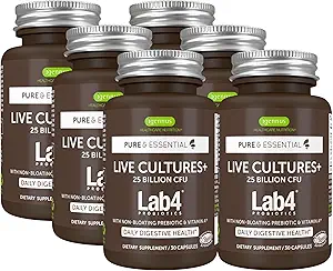 Igennus Probiotics & Prebiotic, Lactobacillus Acidophilus & Bifidobacterium, Live Cultures+ Lab4, Garantiert 25 Billion CFU, für Frauen & Männer, Non-Bloating Gut Health Support, Non-GMO, 6 x 30 Kapseln