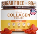 Sugar-Free Marine Collagen Gummis (90 Collagen Chews) Potent 500mg Collagen Gummy for Hair Growth, Healthier Skin & Nails, Pore Reducer & Elastizität hydrolysiert, Glutenfrei, Boosted w Shuddha Gugulu