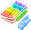 AUVON Pille Box 2 Mal am Tag mit Feuchtigkeit-Proof Design, Wöchentliche Pille Organizer AM PM mit tragbaren Pocket Slots, Pille Case 7 Tag mit Dual-Schutz für Vitamin, Medizin, Medikamente und Ergänzung