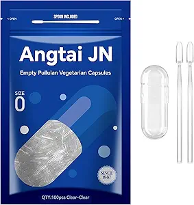 Leere Kapseln Größe 0 - Klare füllbare vegetarische Kapseln (100 Count) Größe 0 Leere Pullulan Kapseln mit zwei Micro Lab Spoons,- Veggie Kapseln Leere Kapseln für DIY Ihre eigenen Ergänzungen