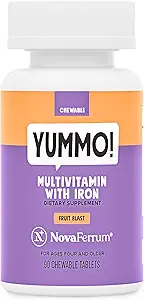 NovaFerrum Yummo | Kids Chewable Multivitamin mit Eisen | 18mg | Sugar Free | 90 Servierungen |Fruit Flavor |Immune Support