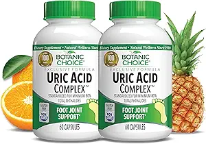 Botanische Wahl Uric Acid Complex Foot Joint Support Supplement – Hilfe Beruhigen Sie Unglück mit Celery Seed und Bromelain - 2 Pack