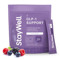 GLP-1 Supplement | GLP 1 Booster Drink Mix to Control Appetite and Cravings | Great Tasting Metabolic Support - Yerba Mate, Garcinia Cambogia, Berberine [Caffeine Free – Mixed Berry]