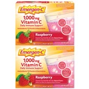 Emergen-C 1000mg Vitamin C Pulver, mit Antioxidantien, B Vitamine und Elektrolyte, Vitamin C Nahrungsergänzungsmittel für Immununterstützung, Koffeinfreie Getränkemischung, Himbeer Geschmack - 60 Count/2 Month Versorgung