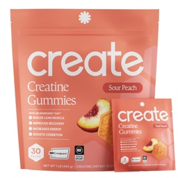 Create Creatine Monohydrate Gummies, 30 Single-Serve Packs, Sour Peach