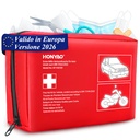 HONYAO Car First Aid Kit, First Aid Kit Complies with the Latest DIN 13164 Standard, First Aid Bag for Car, Motorcycle, Truck, Caravan, Travel, Camping and Home
