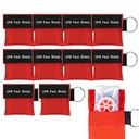 Pocket Mask 10 Pieces for First Aid, Mouth to Mouth Breathing Mask, Red, Size 5 x 5.5 cm