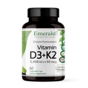EMERALD LABS Vitamin D3 + K2 - Vitamin D & VitalDelta MK-7 für Knochengesundheit & Herzunterstützung * - Vegetarische, glutenfreie, klinische Potenz - 60 Gemüsekapseln