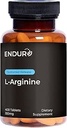 Endur L-Arginin, Healthy Blood Flow & Heart Function Supplement, unterstützt Übung Leistung und Immungesundheit, Glutenfrei, 350mg (400 Tabletten)