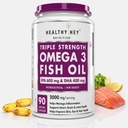 HealthyHey Nutrition Triple Strength Fish Oil - Omega 3 (2000 Mg) Burpless - 90 Softgels (600 EPA & 400 DHA)