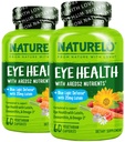 NATURELO Augen Vitamine - AREDS 2 Formel Nährstoffe mit Lutein, Zeaxanthin, Vitamin C, E, Zink, Plus DHA - Ergänzung für trockene Augen, Gesunde Vision, Augenunterstützung - 60 Vegan Kapseln (Pack von 2)